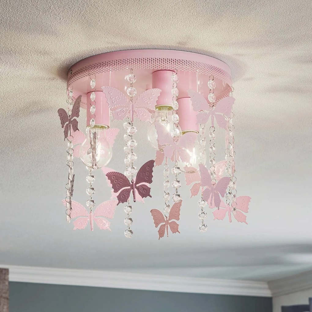 Plafoniera Angelica Eko-Light, dimmerabile, Violetto / Fucsia / Rosa, Cameretta, Metallo, Giovanile, Plafoniera
