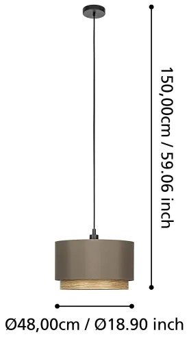 Eglo 390118 - Lampadario a sospensione con filo MARCHENA 1xE27/40W/230V marrone