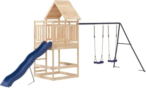 Set da Gioco da Esterno in Legno Massello di Pino