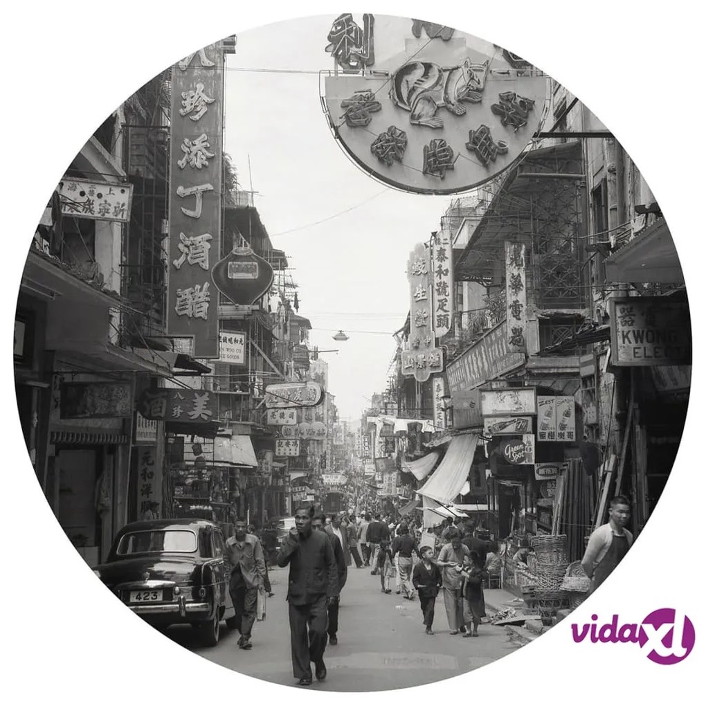 WallArt Carta da Parati Circolare Hong Kong the Old Days 142,5 cm