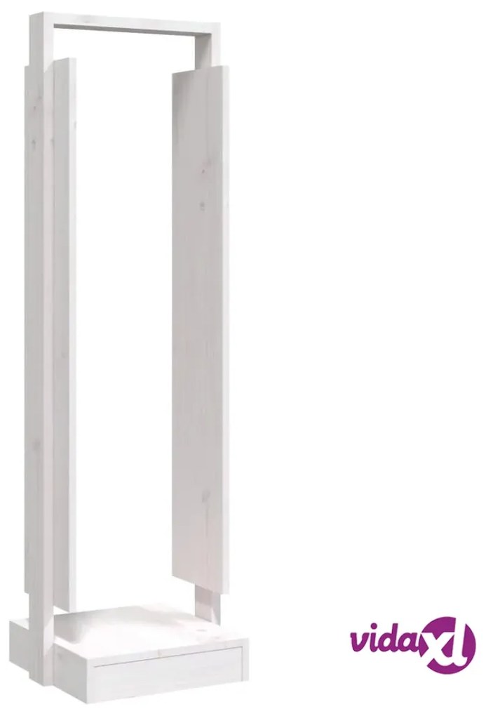 vidaXL Portalegna Bianco 33,5x30x110 cm in Legno Massello di Pino