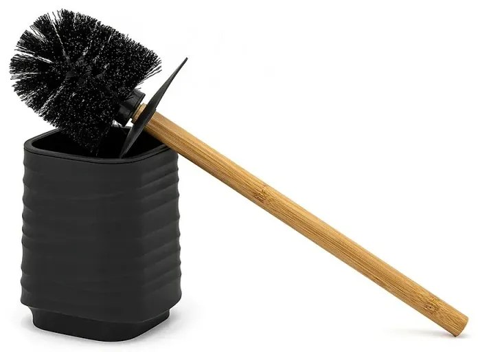 Scopino WC da appoggio nero in abs e bambù Wave
