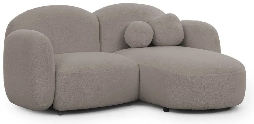 Divano angolare grigio (con penisola a destra/con chaise lounge) con rivestimento in bouclé Orbit – Ropez