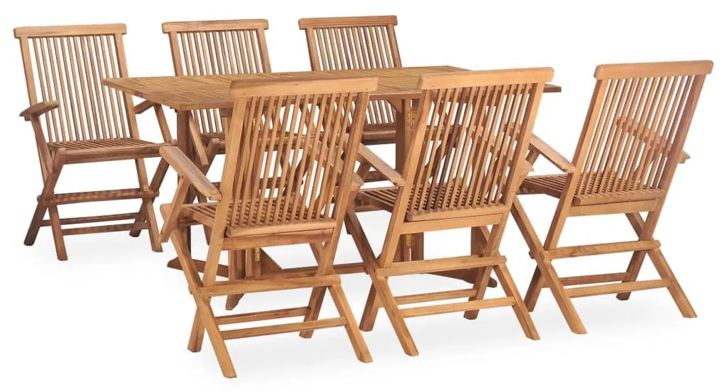 Set da pranzo da giardino 7 pz pieghevole in massello di teak