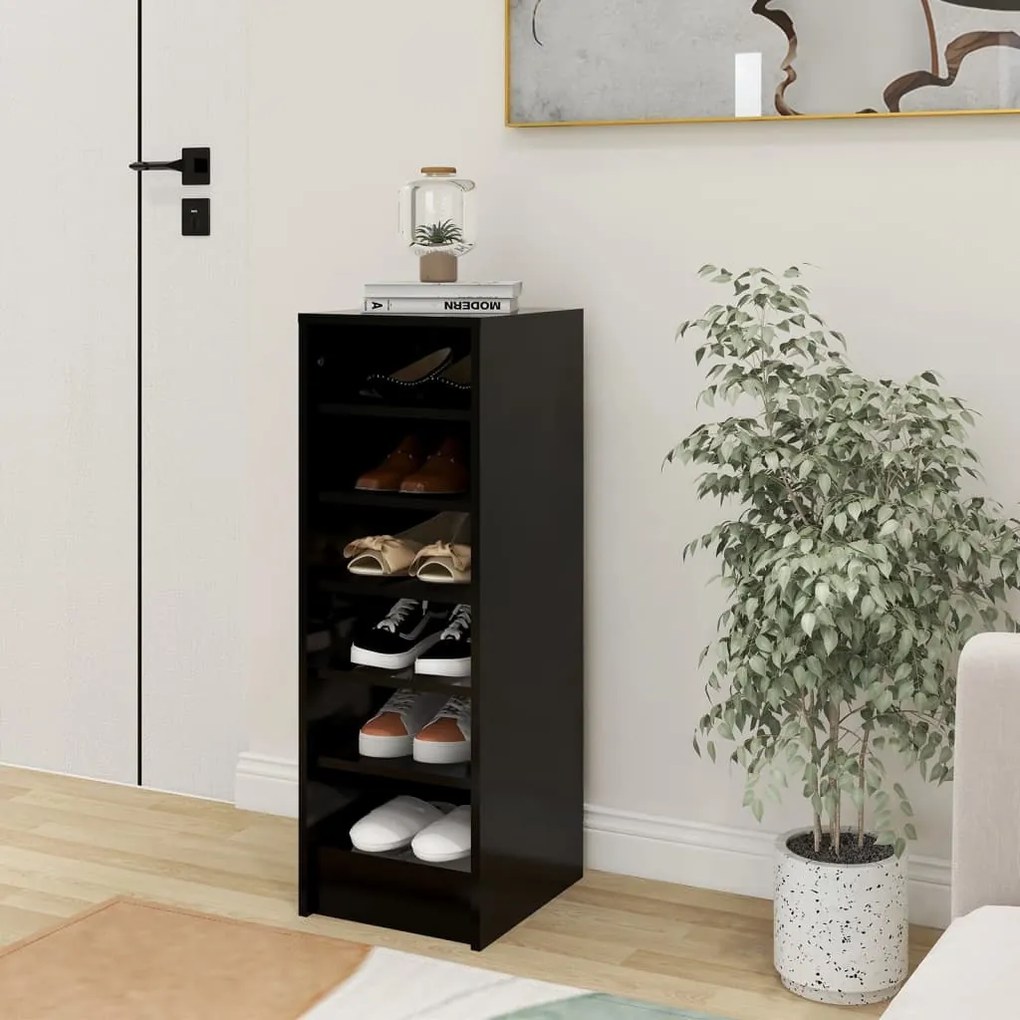 Scarpiera Nera 31,5x35x90 Cm İn Truciolato /