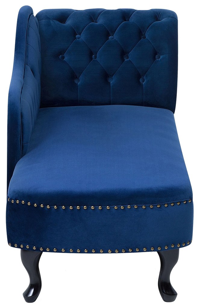 Chaise longue destra in velluto blu NIMES Beliani