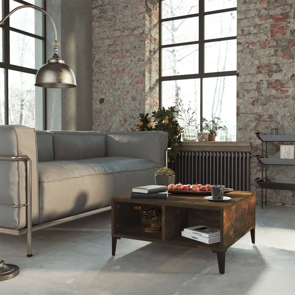Tavolino Da Salotto Rovere Fumo 60x60x30 Cm İn Truciolato /