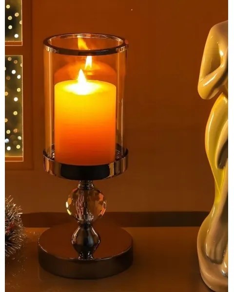 Set di 3 portacandele in cromo lucido