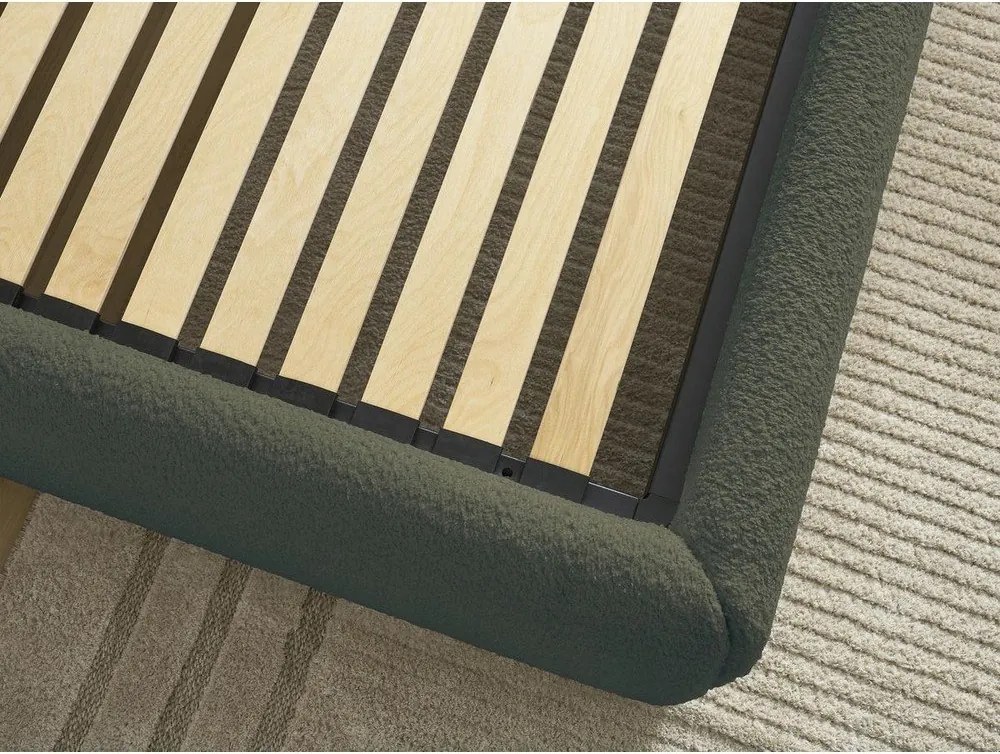 Letto matrimoniale imbottito verde scuro con contenitore/senza testiera con rete inclusa 160x200 cm Inera – Bobochic Paris