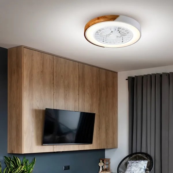 Brilagi-LED Dimmerabile lampada con ventilatore LED/30W/230V 3000-6500K bianco/rovere + telecomando