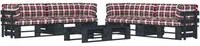 Set Divani a Pallet e Cuscini 6 pz in Pino Impregnato Nero cod mxl 30644