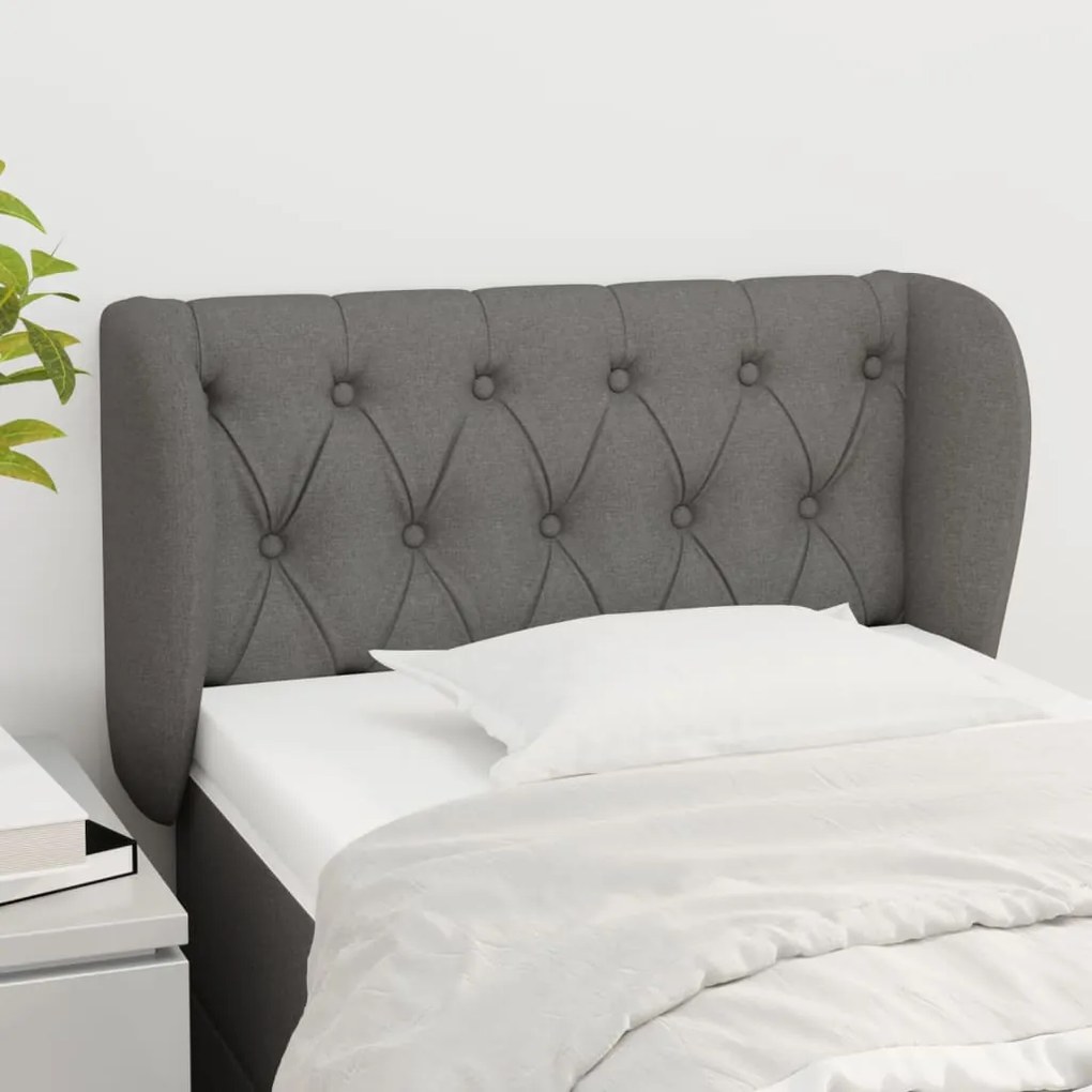 Testiera Ad Orecchio Grigio Scuro 83x23x78/88 Cm İn Tessuto /