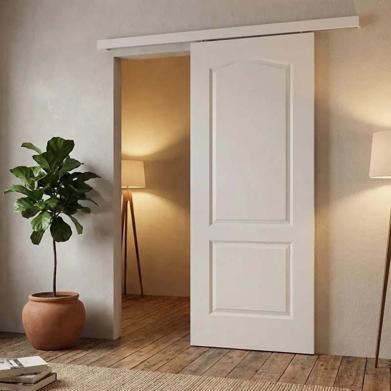 Porta scorrevole destra Ipanema in vetro bianco, L 96 x H 215 cm, con binario Meli