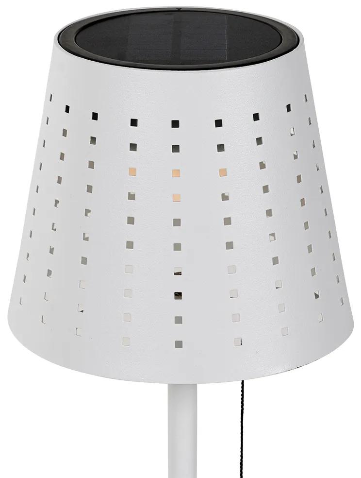 Lampada da tavolo per esterno bianca con LED dimmerabile in 3 fasi, ricaricabile e solare - Ferre