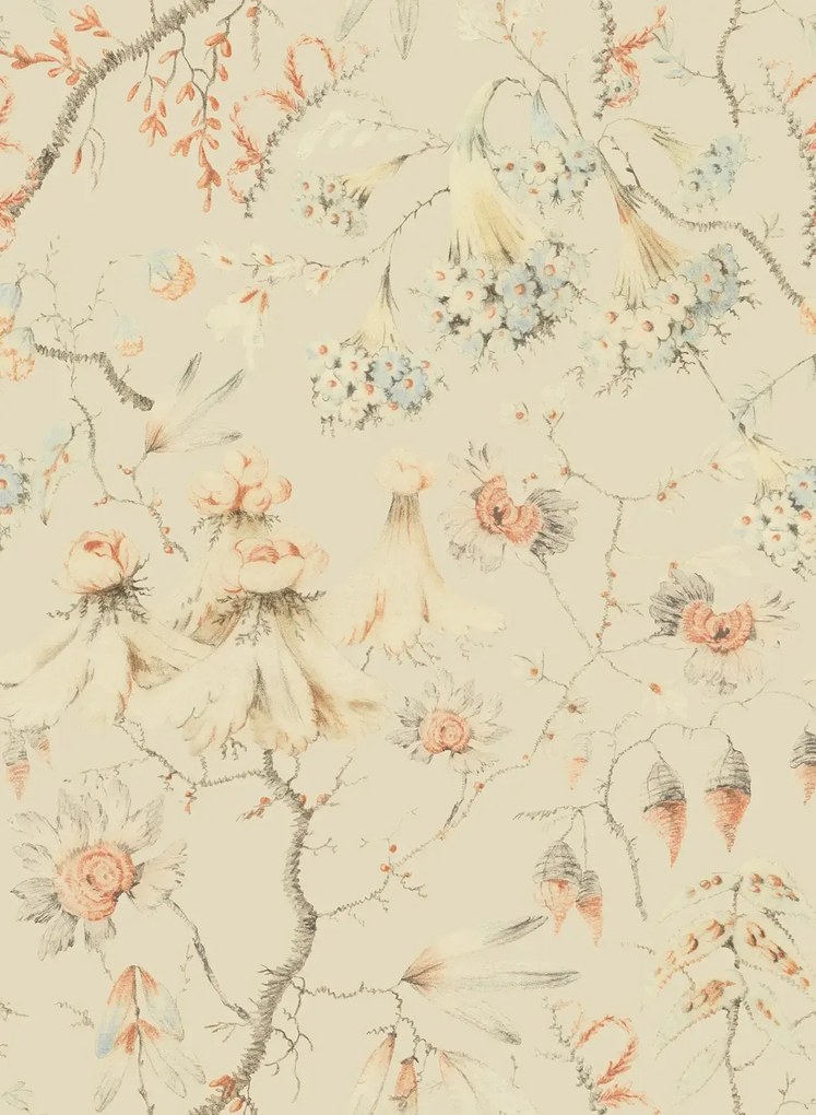 Mindthegap Carta da parati Grandmas Tapestry - BlueWash/ Sienna/ Taupe