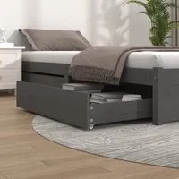 Cassetti per Letto 2 pz in Legno Massello di Pino Grigio