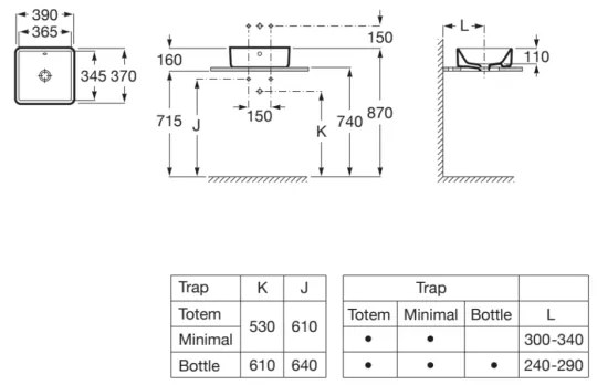 Roca A3270ML000 - Lavandino da appoggio GAP 39x37 cm ceramiche/bianco