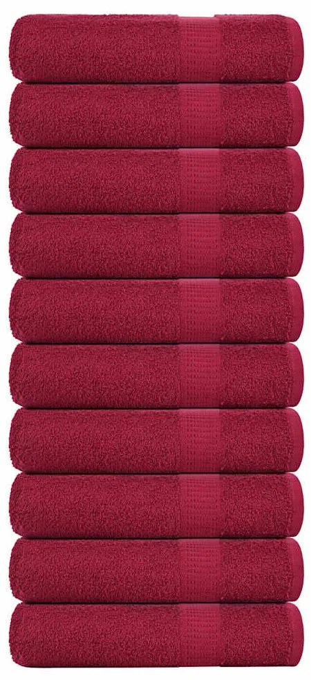 Asciugamani Doccia 10 Pz Bordeaux 70x140cm 360 G/m² 100% Cotone /