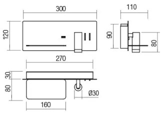 Redo 01-2985 - Luce Spot da parete a LED BROOK LED/8W/230V + LED/3W USB nero