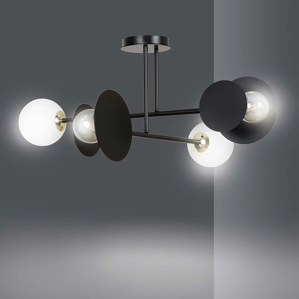 Plafoniera Moderna Inari Acciaio Nero 2 Luci E27 Ip20
