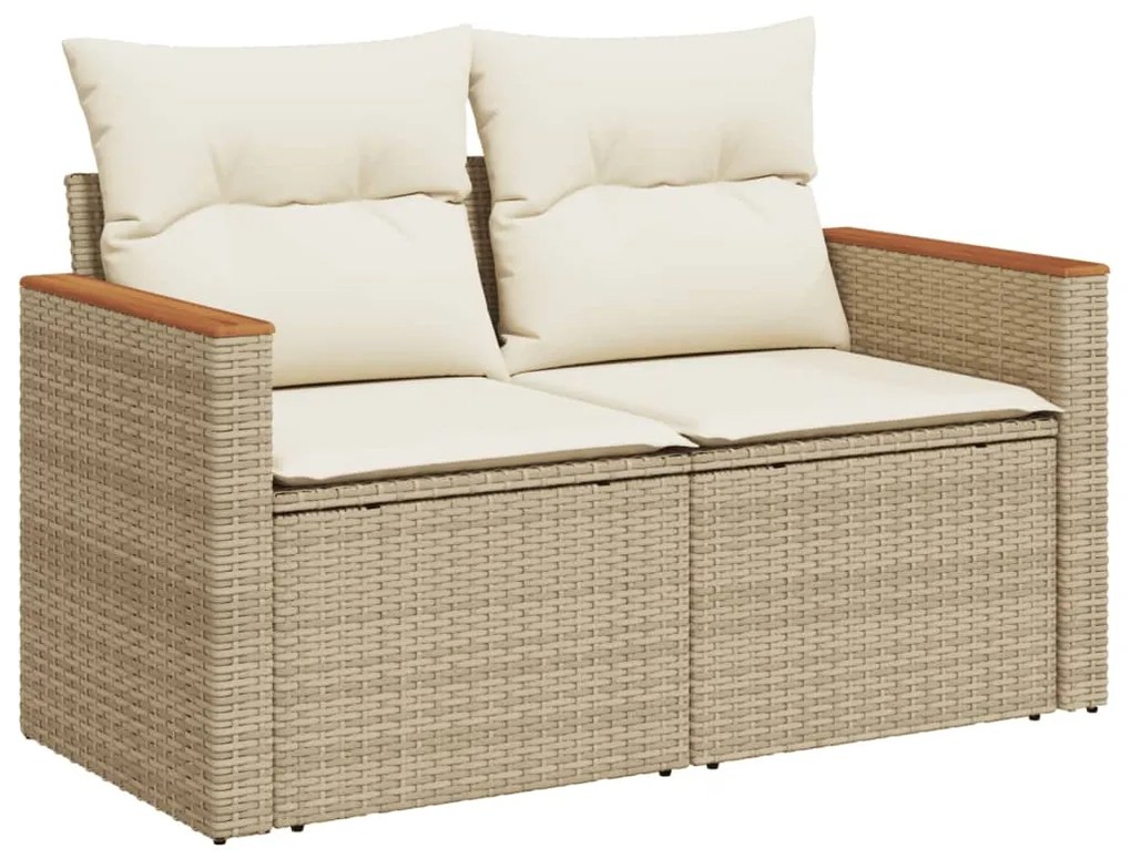 Set Divani da Giardino 14pz con Cuscini in Polyrattan Beige