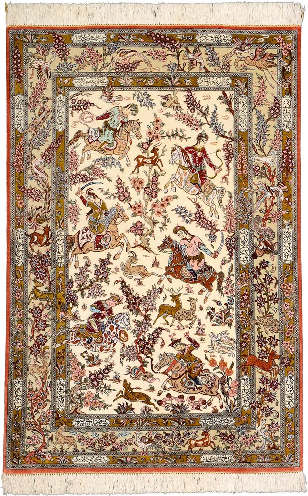 Ghom Tappeto persiano 100 x 150 Beige (Iran) Annodato A Mano