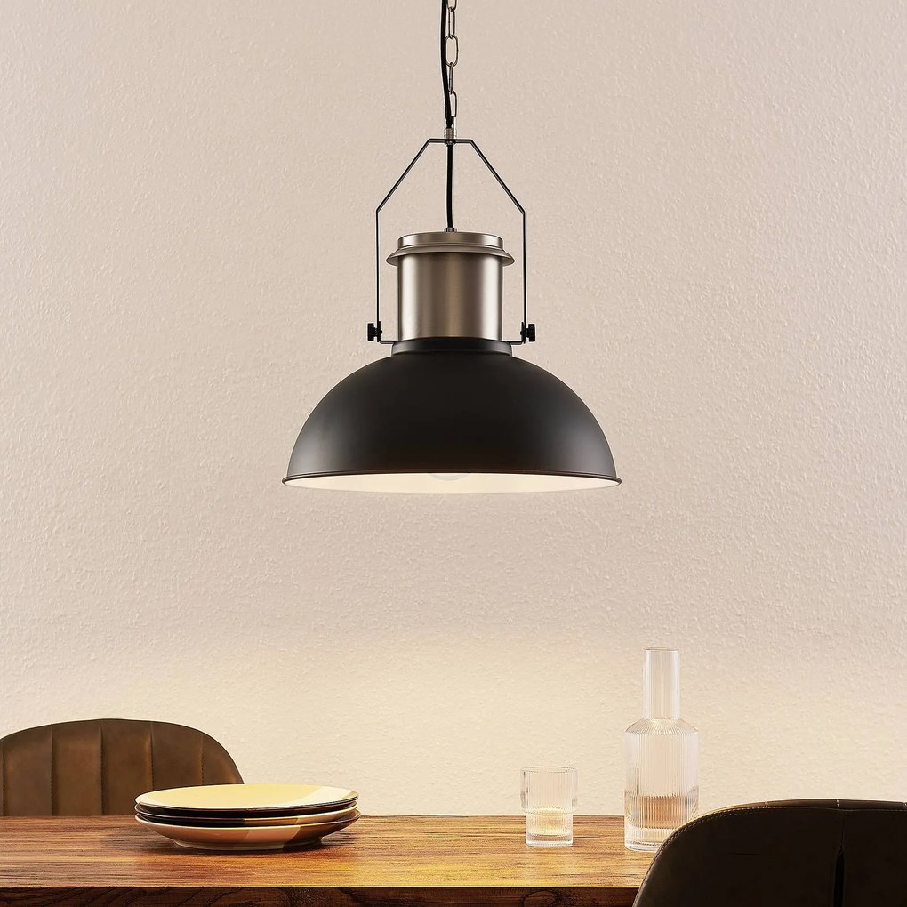 Lampada a sospensione Freitjof Lindby, dimmerabile, Nero, Soggiorno / Sala da pranzo, Metallo, Industriale, Lampada a sospensione