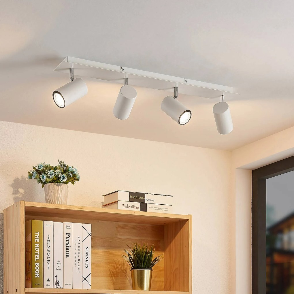 Lindby fatto da soffitto Joffrey, a 4 luci, bianco, 70 cm, alluminio