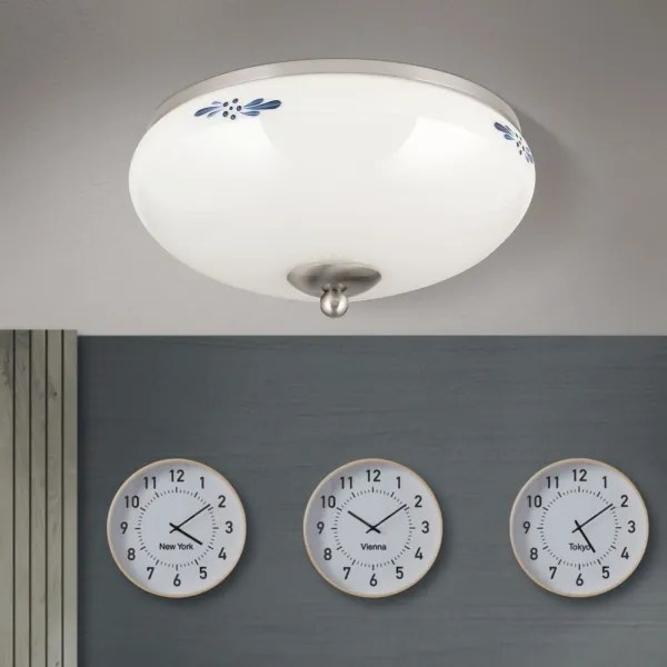 Orion DL 7-673- Plafoniera LANDHAUS 2xE27/60W/230V Ø 28 cm m. cromo/bianco