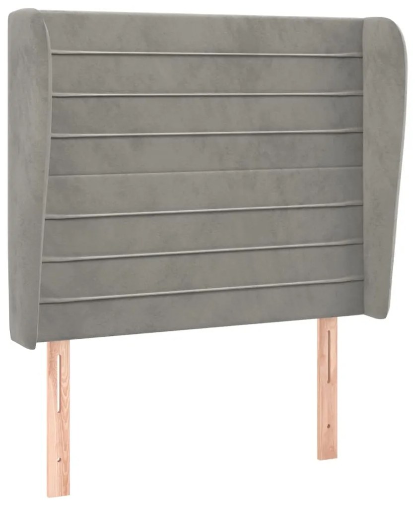 Testiera ad orecchio grigio chiaro 103x23x118/128 cm in velluto