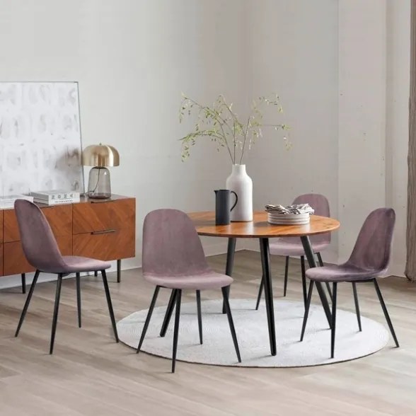 Sedia Da Pranzo Moderna In Tessuto Marrone Gambe Nere Irene