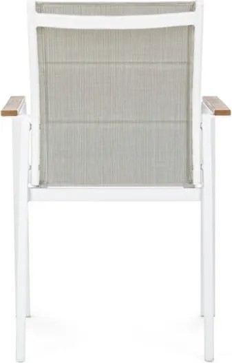 Sedie da esterno bianche in alluminio con braccioli in legno e seduta in textilene Kubik Bizzotto - 4 pezzi