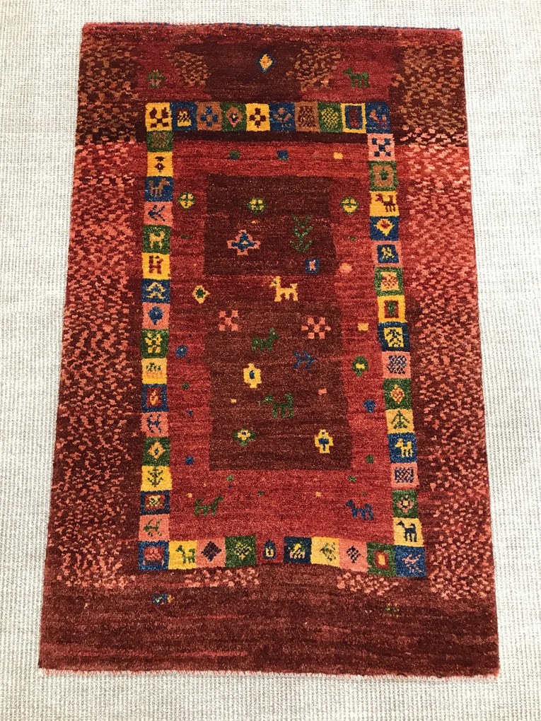 Gabbeh Tappeto 120 x 80 Rosso (Iran) Annodato A Mano