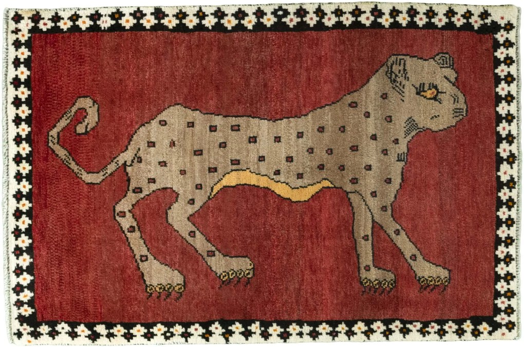 Gabbeh Tappeto 90 x 130 Rosso (Iran) Annodato A Mano