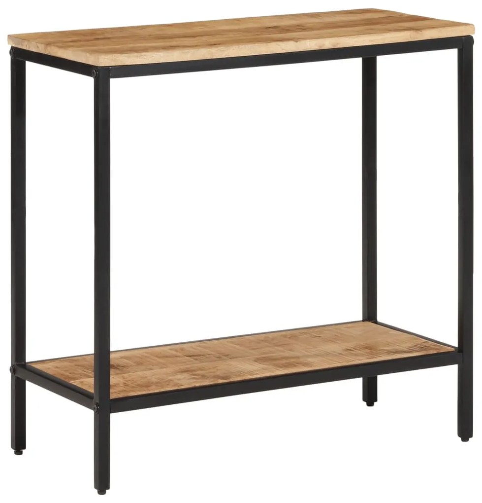Tavolo Consolle 70x35x70 Cm İn Legno Massello Di Mango Grezzo /