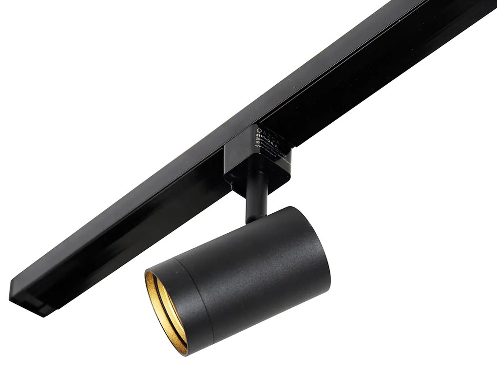 Sistema a binario monofase nero con 4 faretti e alimentatore I-power quadrato - Jeana