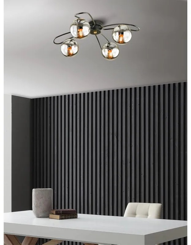 Plafoniera glamour Karin Ø 60 cm nero IP20, 4XE27