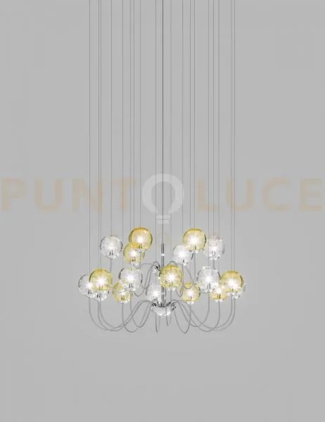 Puppet sospensione 18p multicolore 2 cromo lucido 18 luci attacco g9