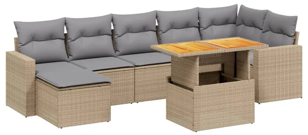 Set divano da giardino 8 pz con cuscini beige in polyrattan