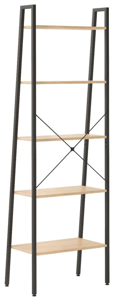 Scaffale autoportante 5 ripiani marrone chiaro nero 56x35x174cm