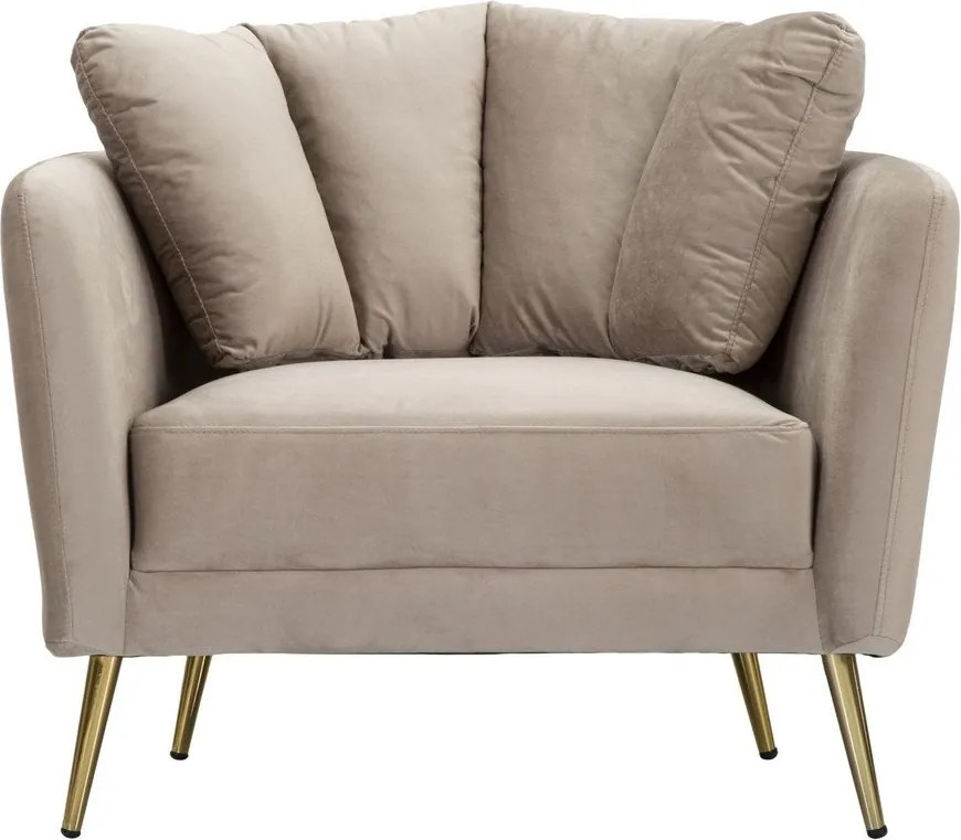 Poltrona grigio tortora con poggioli/con gambe con rivestimento in velluto Kiev – Mauro Ferretti