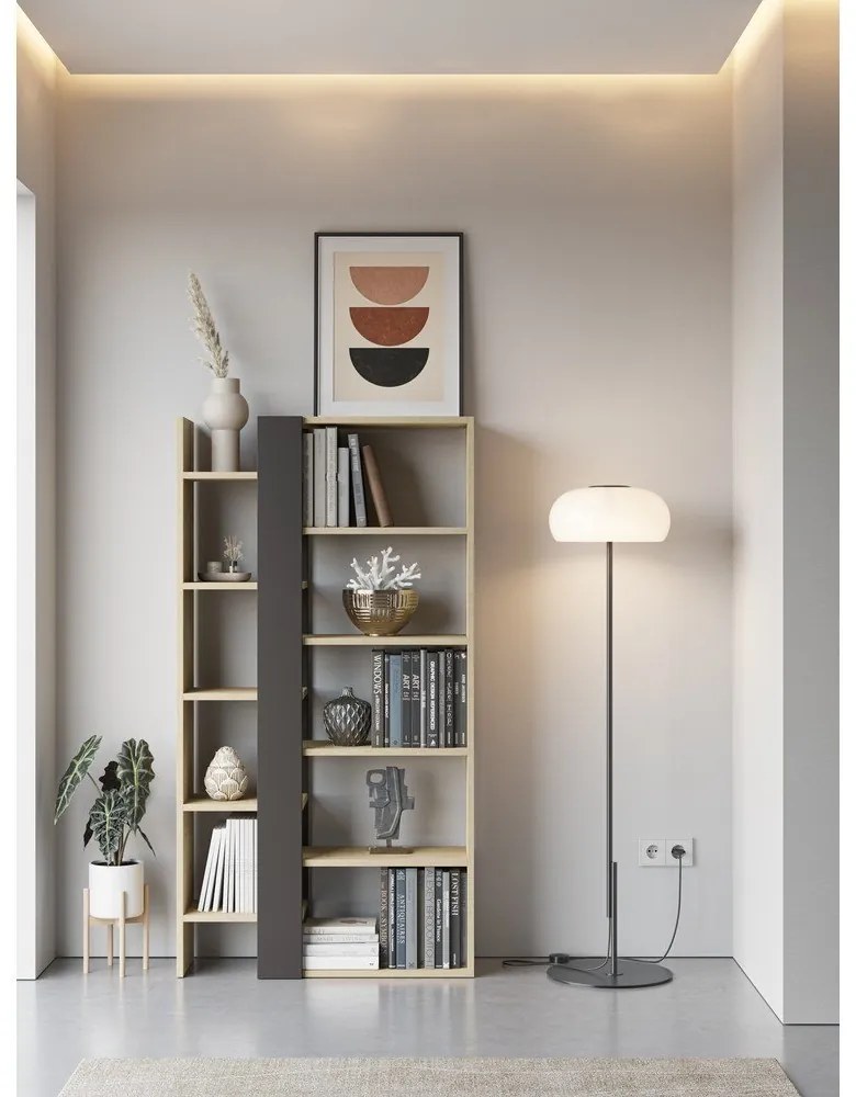 Libreria in rovere decorato in nero e naturale 80x152 cm Axel - Marckeric