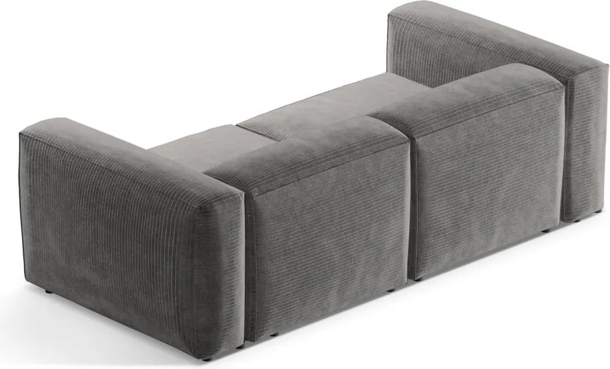 Divano grigio chiaro con rivestimento in velluto a coste 224 cm Bergamo – Cosmopolitan Design