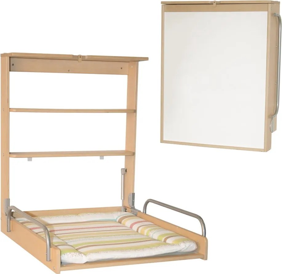 Fasciatoio a parete di colore naturale con effetto faggio Dschungelbaby – Roba