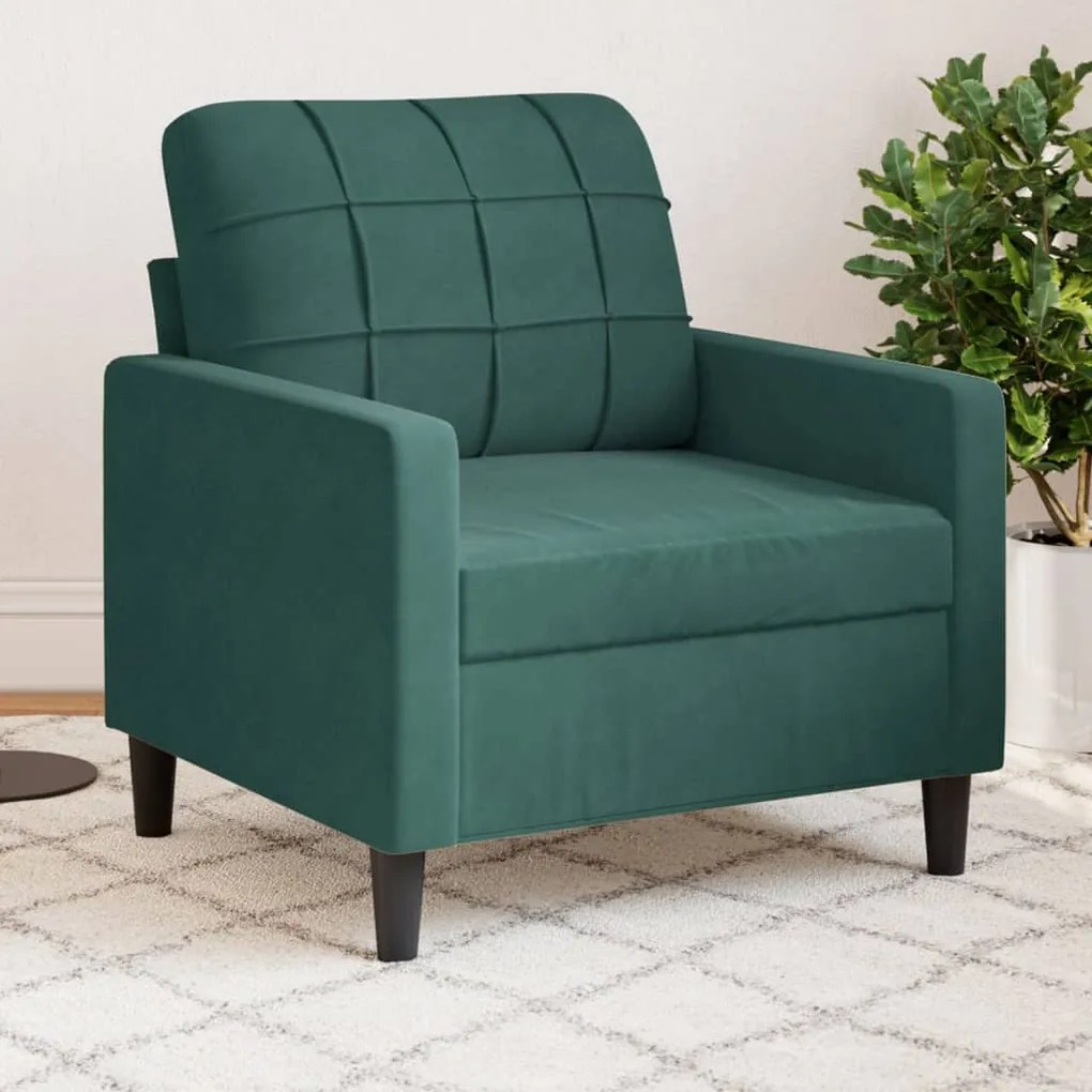 Poltrona Verde Scuro 60 Cm Velluto /