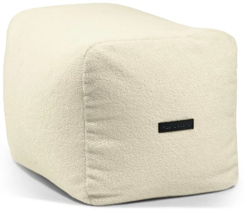 Puof a sacco color crema con rivestimento in bouclé Plus 70 Lounge – SLOWDOWN