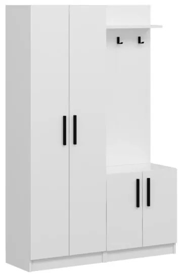 Armadio Ingresso 120x37x180 Con Ganci Appendiabiti Dante Bianco
