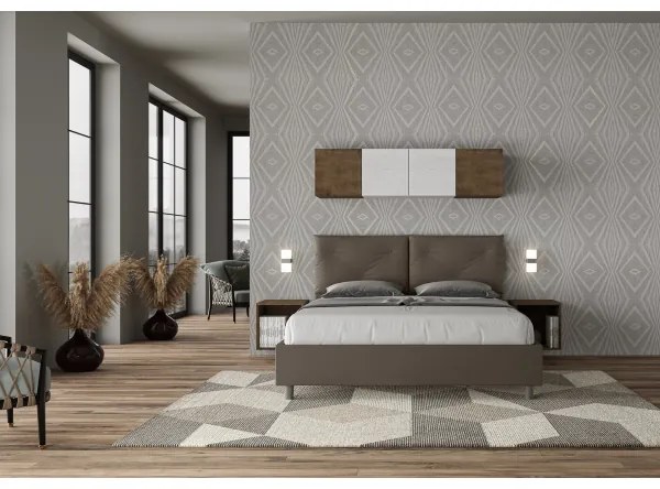 Letto matrimoniale contenitore imbottito 160x190 similpelle cappuccino Appia