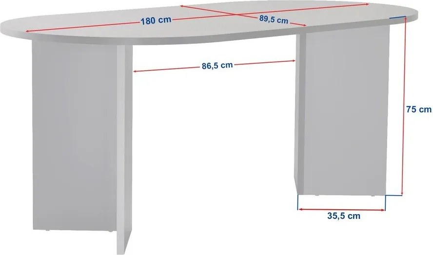 Tavolo da pranzo semilucido 89,5x180 cm Sablin – Kalune Design