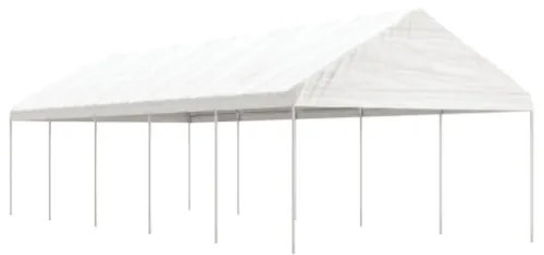 Gazebo con Tetto Bianco 11,15x4,08x3,22 m in Polietilene